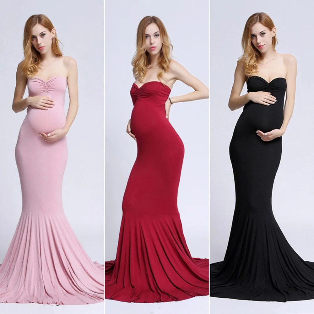 

Women Pregnancy Solid Sleeveless Dress Maternity Off Shoulders Sundress Clothes