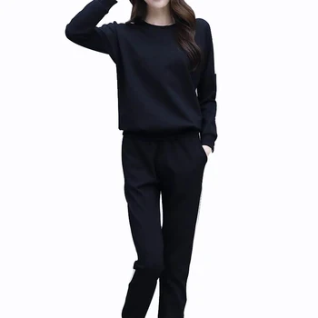 

Rlyaeiz Korean Casual 2 Piece Set Women Tracksuit 2018 Autumn Sporting Suit Cotton Striped Hoodies + Pants Female Sporting Wear