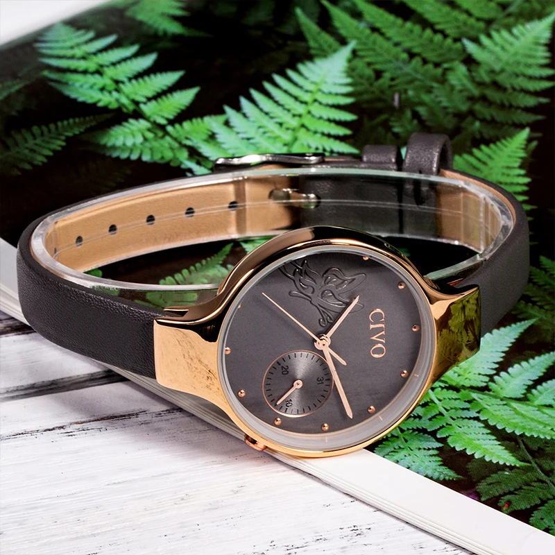 Skup CIVO luksusowe Top marka kobiety zegarki damskie skórzany pasek wodoodporny zegarek kwarcowy zegarek pani sukienka zegarki zegar Relogio Feminino