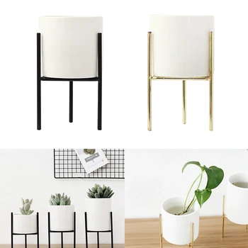 

2PCS/Set Geometric Creative Flower Pot Display Stand Flower Pot Plant Garden Home Geometric Vase Planting Ceramic Metal Holder