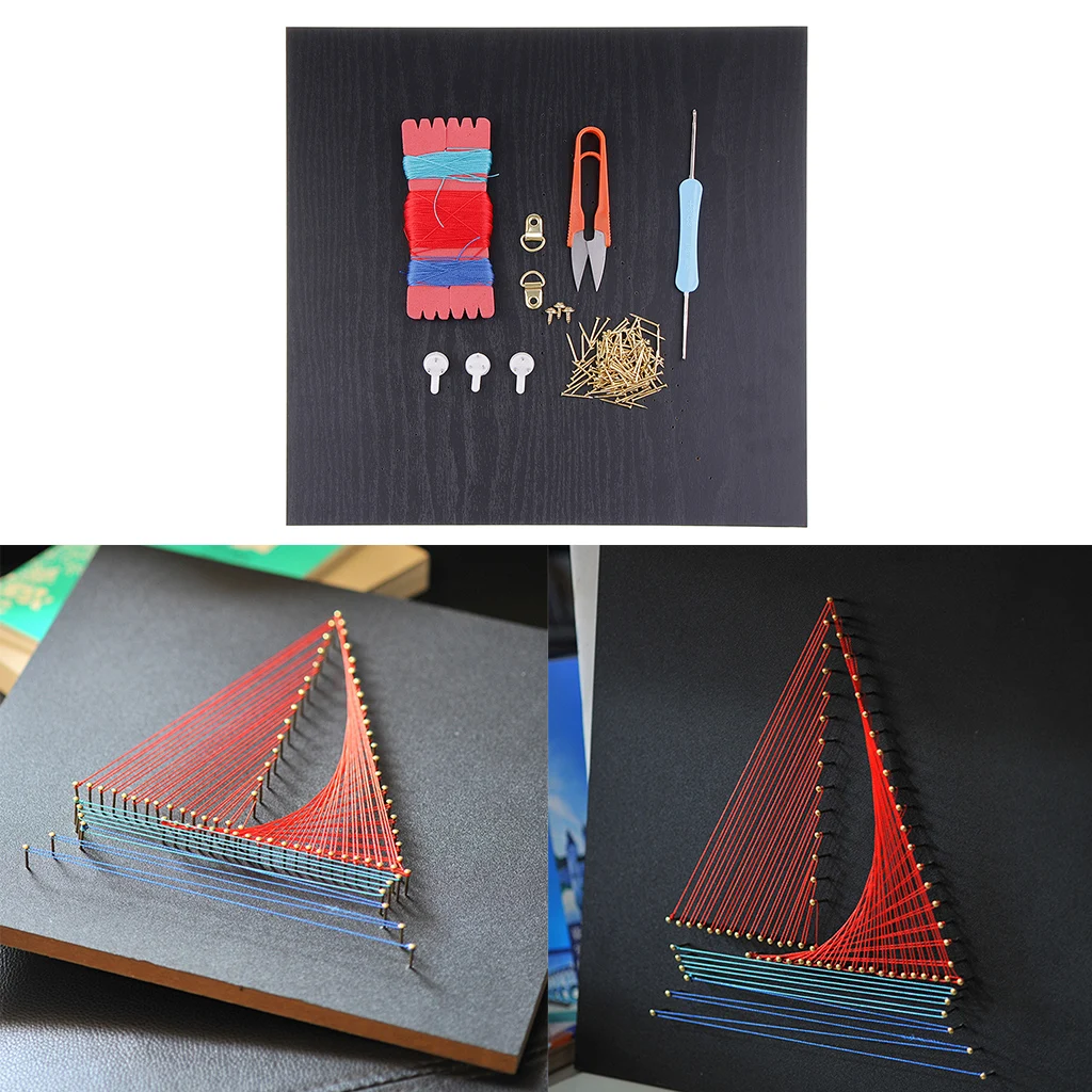 DIY Craft String Art Kits Handmade Ship Sailboat Painting 