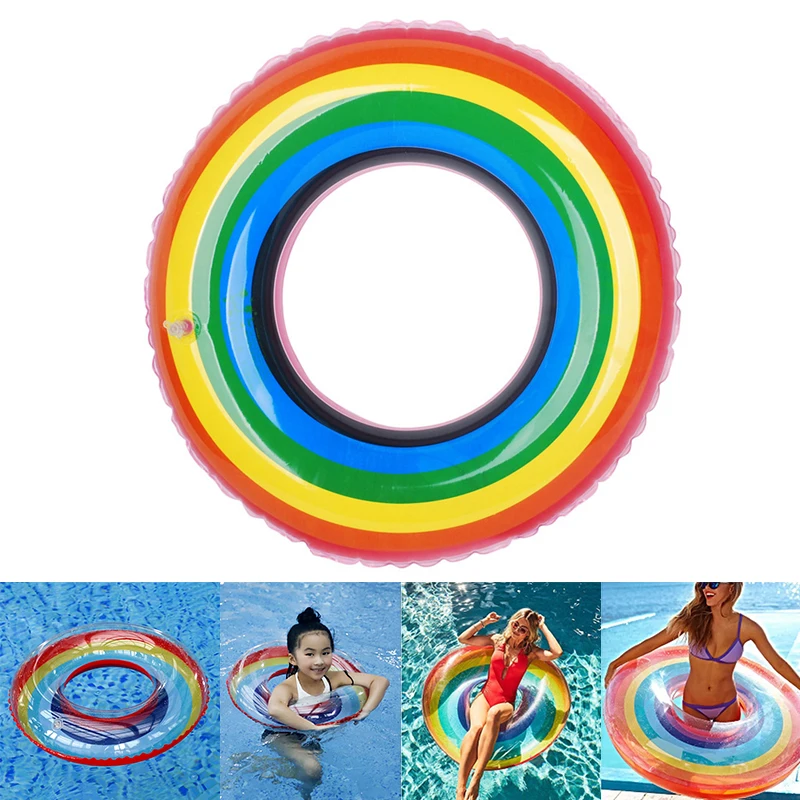 Outdoor Transparent Rainbow Color Swimming Ring Inflatable Movement