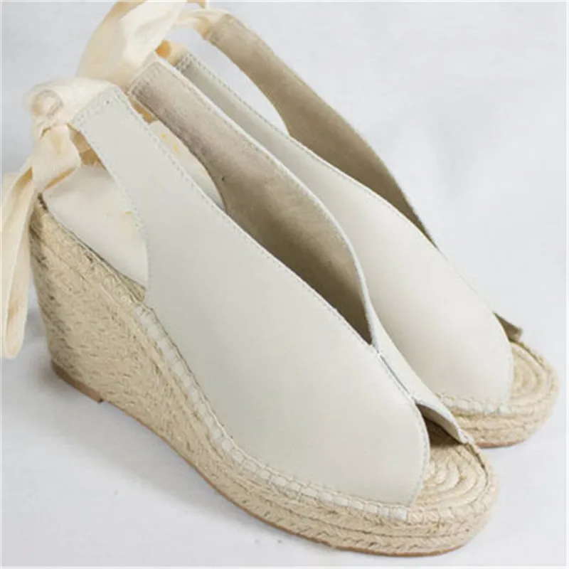 WENYUJH/Босоножки на платформе и высоком каблуке со шнуровкой; Feminina Espadrilles; женские Босоножки с открытым носком; женская повседневная обувь