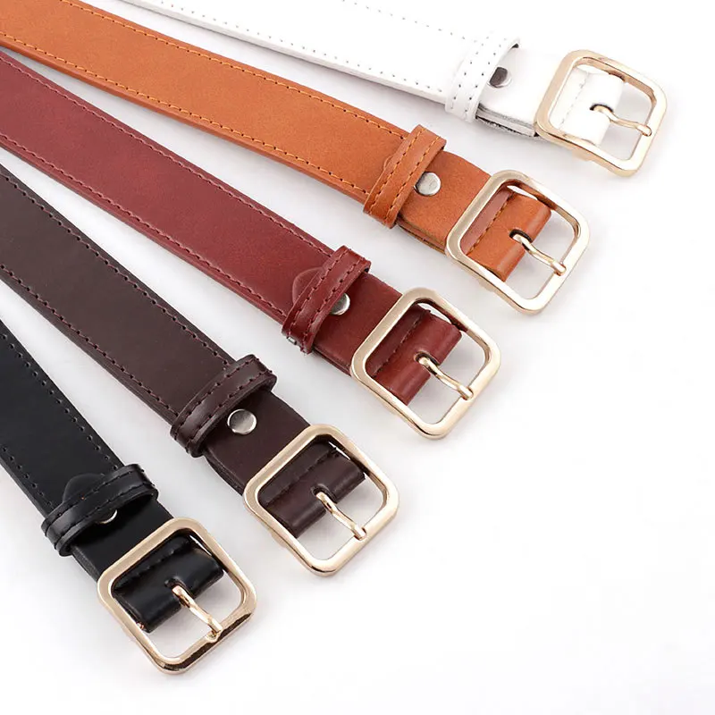 

HUOBAO Square Pin Buckles Belt Female Deduction Side Gold Buckle Jeans Wild Belts For Women Fashion Students Simple