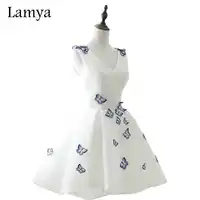 LAMYA Cheap Elegant Embroidery V Neck Prom Dresses 2019 Short Party Formal Evening Gown Real Photo Vestido De Festa