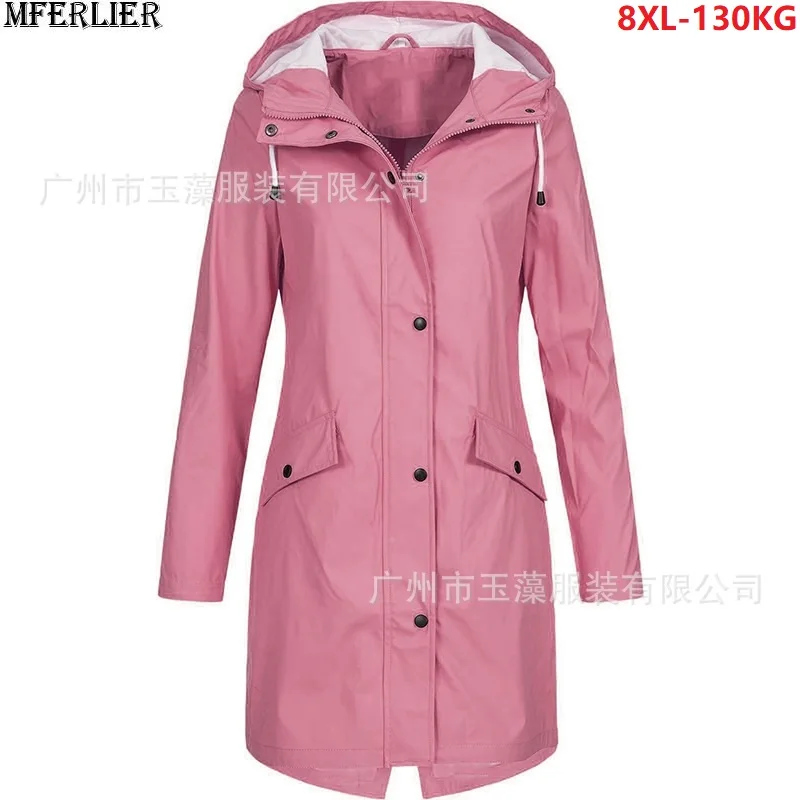 

plus size big 4XL 5XL women Windbreaker hooded out door jackets autumn loose Windbreaker casual tees Female oversize coat black