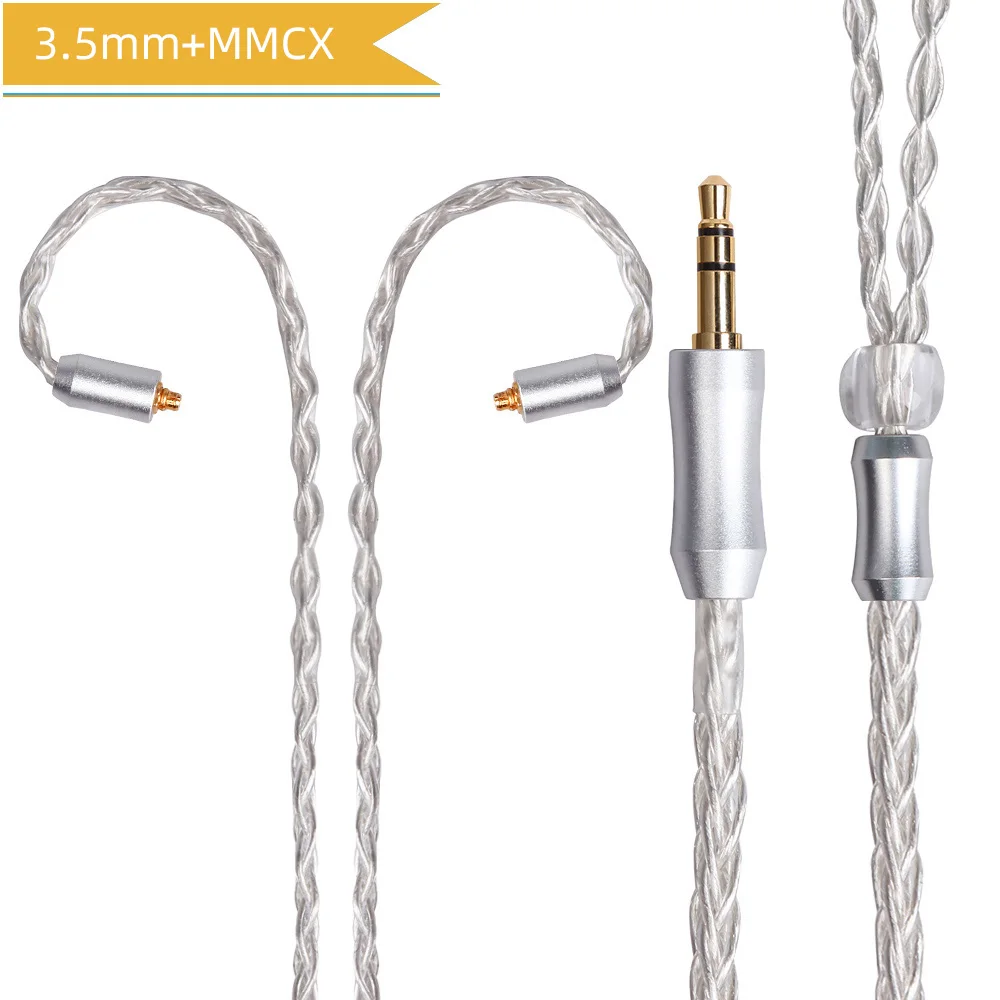 Silvery MMCX 3.5 FDBRO MMCX 2Pin A2DC посеребренный кабель для наушников Разъем для наушников, 2,5/3,5/4,4 мм балансный 8-ядерный посеребренный серебряный кабель Ушные крючки - Цвет: Silvery MMCX 3.5