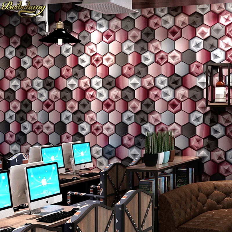 beibehang Cubic Wallpaper Abstract Geometric Graphic KTV Flash Bars Box Theme Internet Cafe Decoration Wallpaper papel de parede