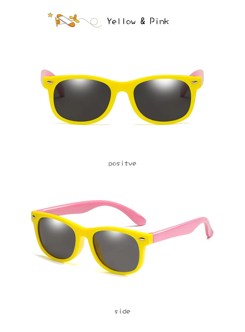 Longkeader, Детские поляризованные солнцезащитные очки, для мальчиков и девочек, TR90, силиконовые очки, модные детские защитные солнцезащитные очки, UV400 - Цвет линз: yellow pink