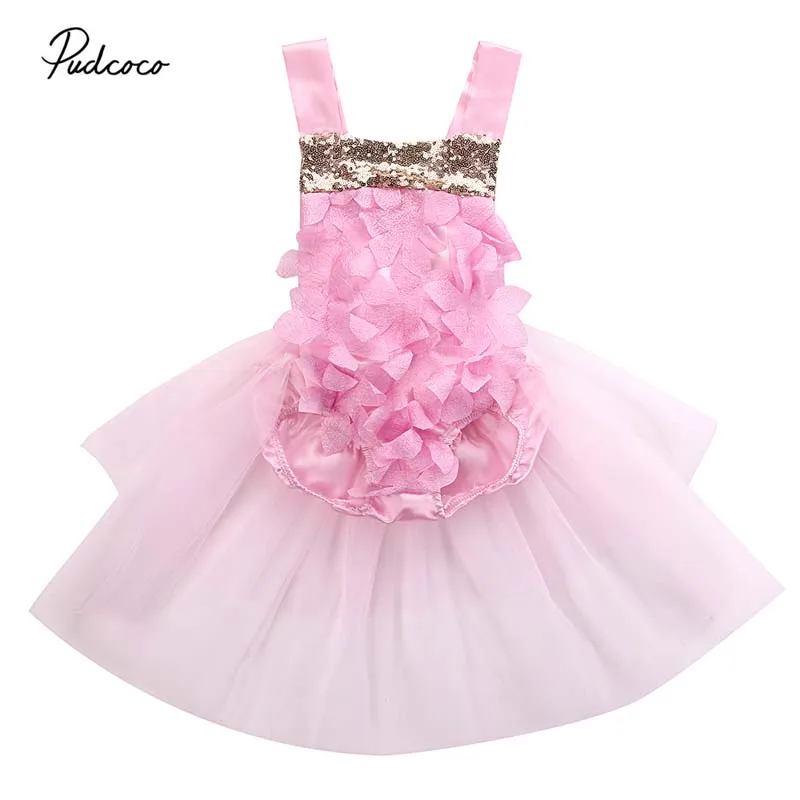 

Pudcoco 2018 Toddler Baby Girl Bodysuit Princess 3D Flower Tulle Tutu Peplum Bodysuit Birthday Patry Prom Outfit Sunsuit Clothes