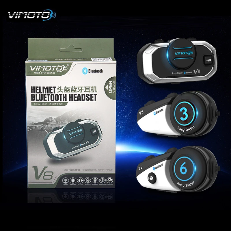

Rider Vimoto Brand V3 V6 V8 Waterproof BT GPS Way Radio Intercom Interphone Bluetooth Motorcycle Helmet Headset for Cellphone