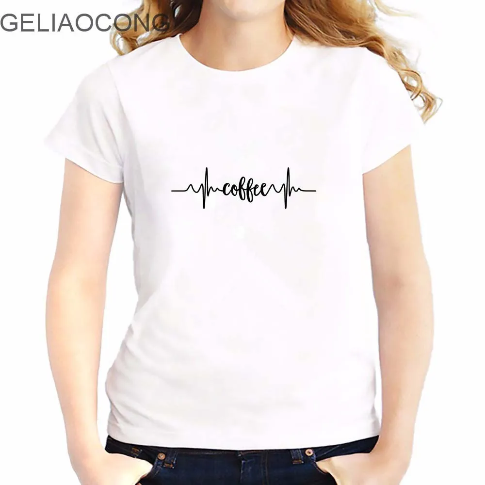 Geliaocong 2017 Heartbeat lifeline кота собаки Для женщин футболка хлопок Повседневное забавная