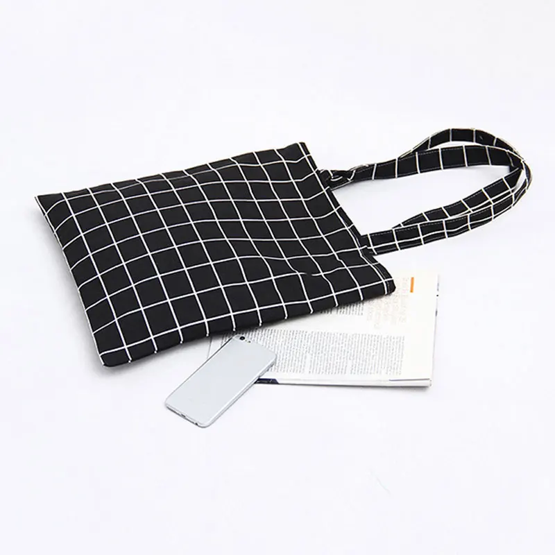 Canvas Tote Bag Casual Beach HandBag Eco Shopping Bag Daily Use Foldable Canvas Shoulder Bag Plaid Canvas Tote for Women Female Canvas Tote Bag Casual Beach HandBag Eco Shopping Bag Daily Use Foldable Canvas Shoulder Bag Plaid Canvas Tote for Women Female
