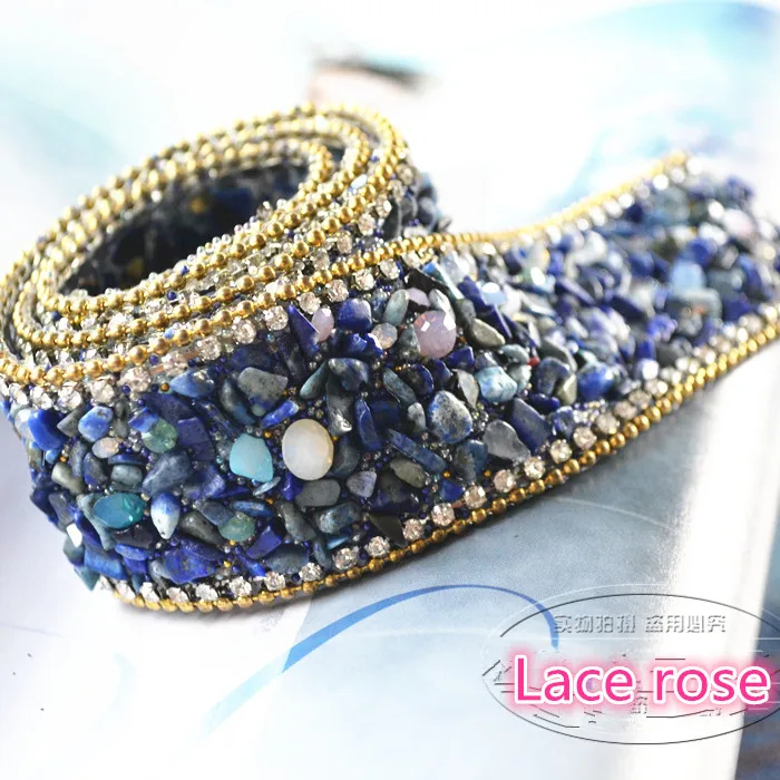 High quality blue Pearl Beaded Lace Trim Wedding dress Clothing decorative accessories Iron on Sew t3.5cm*50cm | Дом и сад