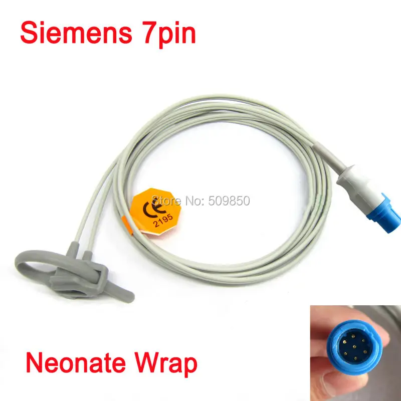 

Compatible Siemens Drager SC6002XL Infinity Vista Infinity Delta 7pin Pulse Probe neonatal wraps silicon spo2 sensor
