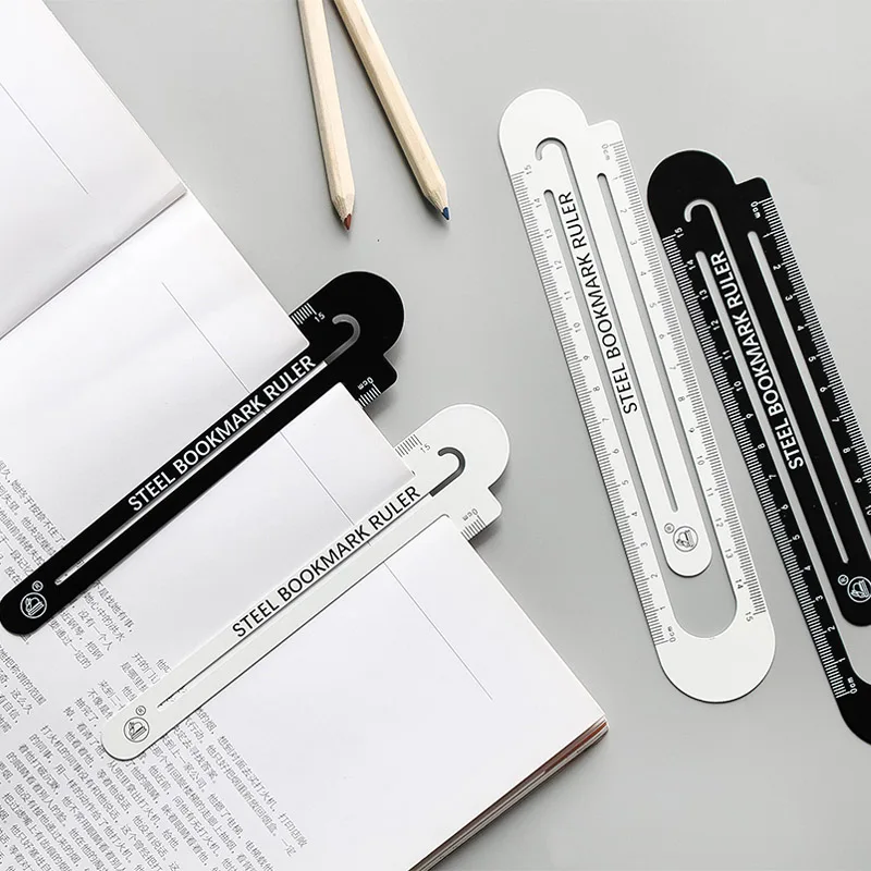 

Cute Creative Black White High Quality Steel Ruler Metal Ruler Metal Bookmark School Supplies Drawing Supplies Office Stationery