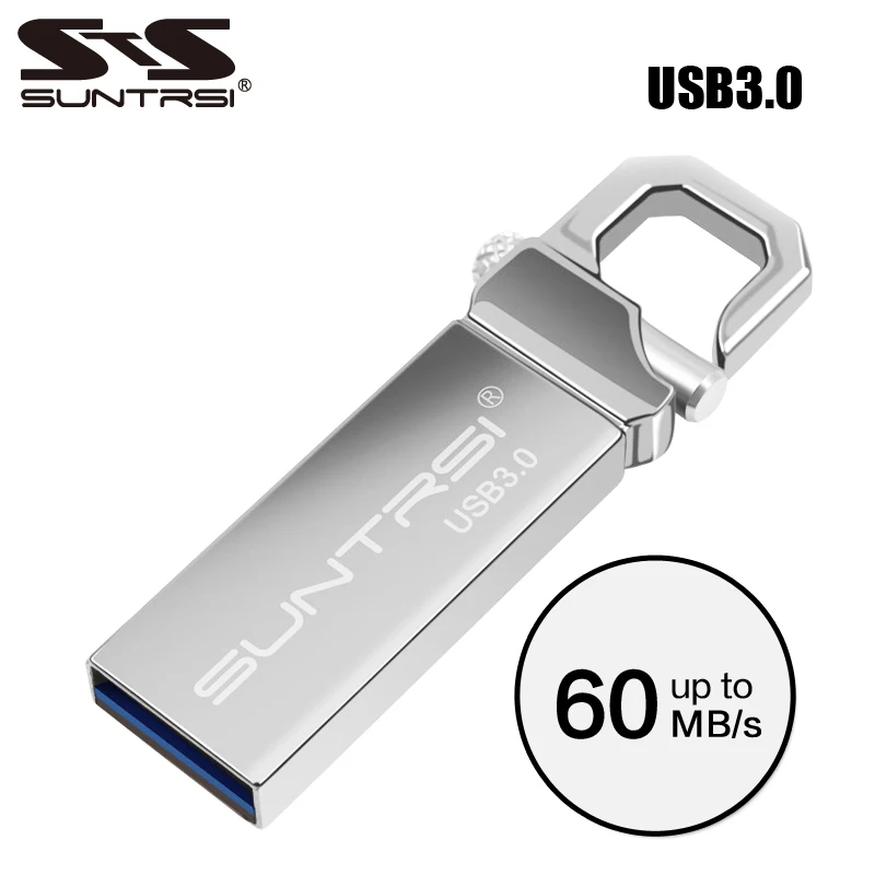 Suntrsi Metal Pen Drive 8G 16G 32G 64G 128GB USB 3.0 High Speed Waterproof Pendrive Key Ring Memory Stick USB Flash Drive