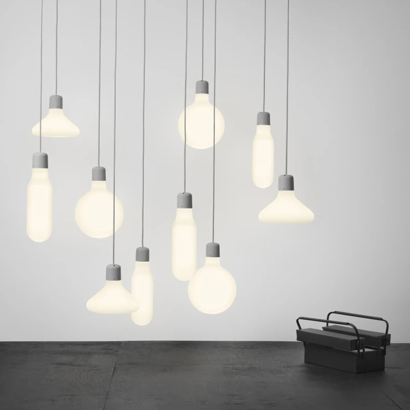 Modern Cluster Pendant Light White Glass Pendant Lamp Laboratory Bottle