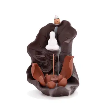 

Creative Home Decor Ceramic Buddha Censer Backflow Smoke Waterfall Incense Cones Burner Towel Incense Holder Use In Office