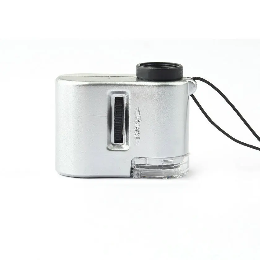 

With LED Ultraviolet Light Jewelry Jeweler Focus Loupe Mini Lens 60X Pocket Magnifier Microscope Currency Detector Hot Sale 2017
