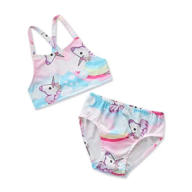 Special Price New girls 3D unicorn tiger swimsuit summer children's swimsuit kids beach vacation clothes princess swimwear too shorts 18M01