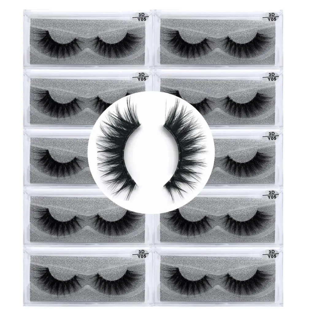 

10Pairs/lot 3D Mink Lashes Natural HandMade Full Strip Lashes Transparent terrier Short Mink Lashes Style False Eyelashes