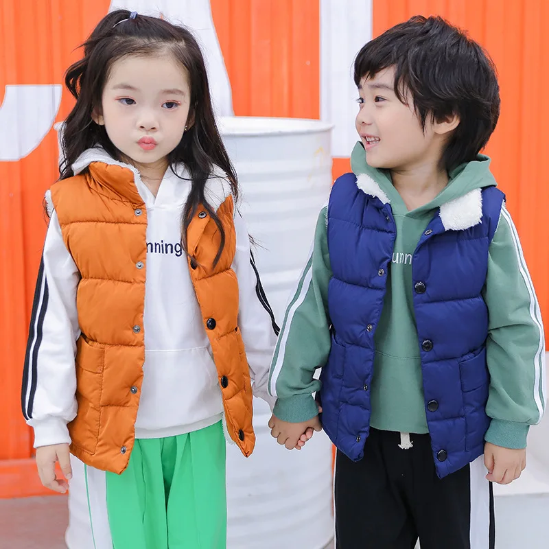 New autumn winter children top clothes color black red warm vest coats for boys& girls casual mandarin baby waistcoats