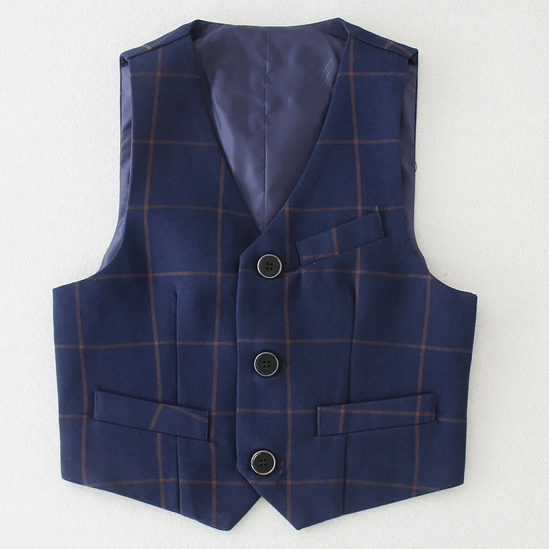 

Boys Navy Blue Plaid Vest Boys Kids New Check Cardigan Jackets Outerwear for School 2019 Spring Autumn Boys Clothes RKJ195001