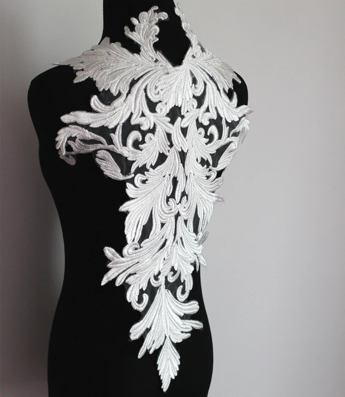 

1pc New Design silk white Lace Wedding Dress Veil Applique Bridal Headdress Collar Lace Fabric Patch Handmade DIY Accessories