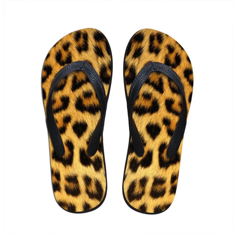 

Designer Men Flip Flops Novelty Animal Leopard Fur Print Beach Flip Flops Boys Summer Style Shoes Casual Flat Sandals Slipper