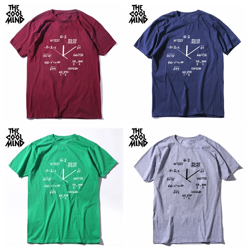 COOLMIND хлопковая забавная Мужская футболка с принтом математических часов, повседневная мужская футболка с коротким рукавом и круглым вырезом, крутая летняя футболка, Мужская футболка