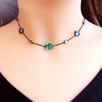 

Colorful Zirconia Stone Choker Necklaces Women MultiColor Crystal Glass Chain Necklace Female Boho Current Fashion Party Jewelry
