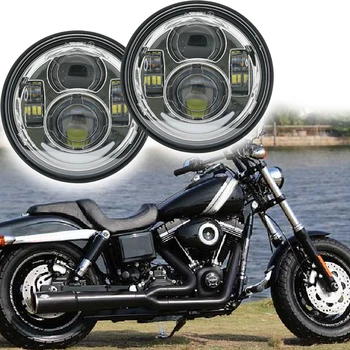

4.65" Blackout LED Moto Style Headlights DRL for Harley Dyna Fat Bob LED Lamp Headlight New For Harley Fat Bob FXDF 08-16 15