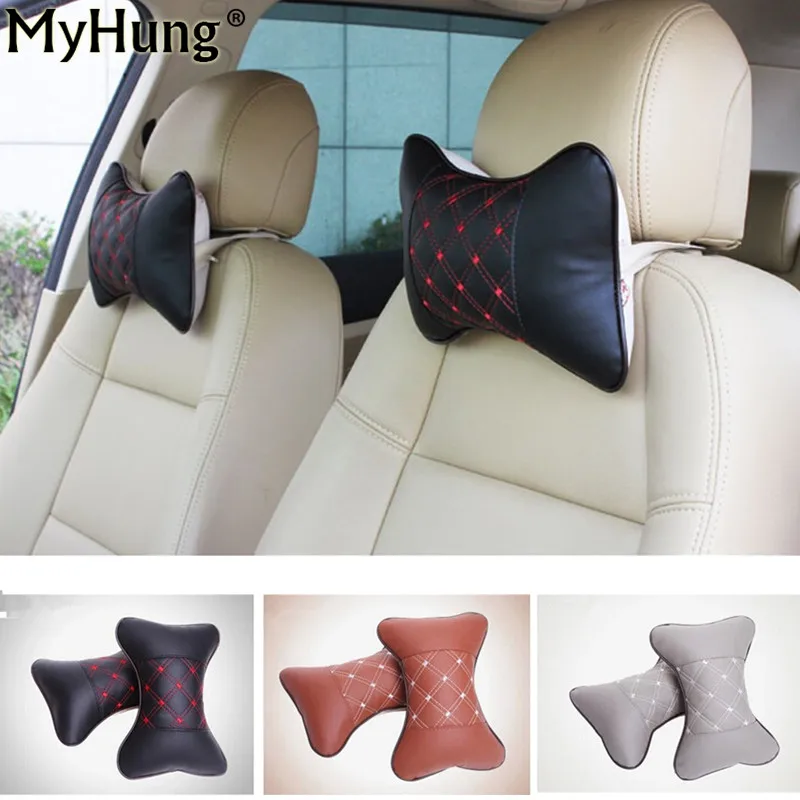 

2pcs Wine Red Headrest Series Neck Car Neck Support 4 color Headrest Seat Cover Set Car seat head cushion car styling