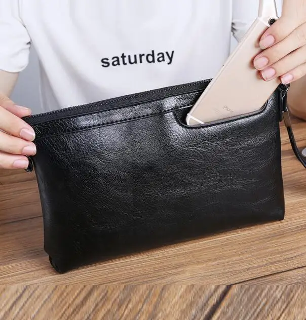 

2019 Men's handbags tide large capacity envelope soft leather clutch bag