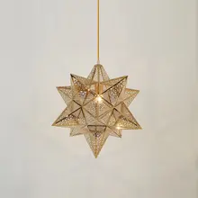 Modern Gold Pentagram Dining Room Stainless Steel Pendant Light Creative Restaurant Bar Counter Pendant Lighting Fixtures