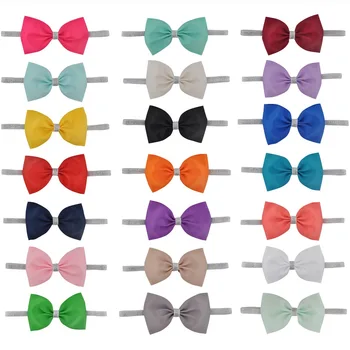 

22 PCS/lot Child Solid Hair Bow Elastic Headband Kids Hair Band Bowknot Boutique Infants Hair Accessories Toddler Headwear Tiara