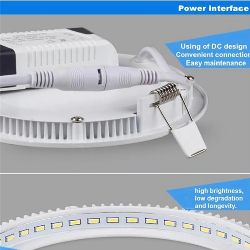 Плоский светодиодный светильник, супер тонкий встраиваемый светильник, круглый светильник для дома, кухни, ванной комнаты, 3 Вт, 4 Вт, 6 Вт, 9 Вт, 12 Вт, 15 Вт, 18 Вт, 24 Вт, 110 В, 220 В