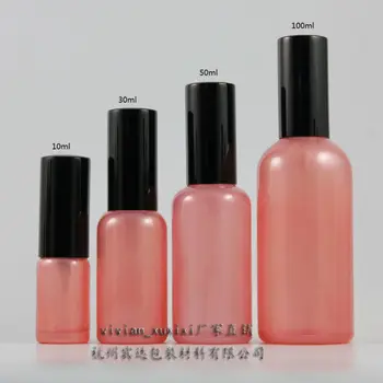 

100ml pink Glass travel refillable perfume bottle with black aluminum atomiser/sprayer,perfume container,perfume packing