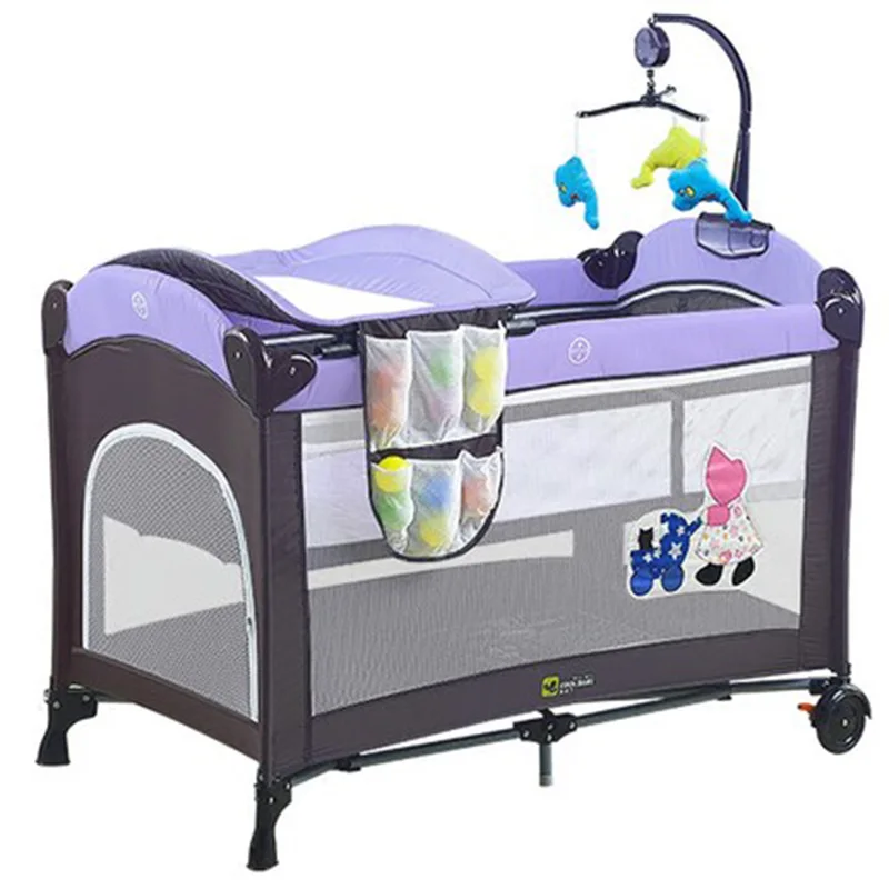 CoolBbay crib folding portable game bed baby crib shaking bed newborn