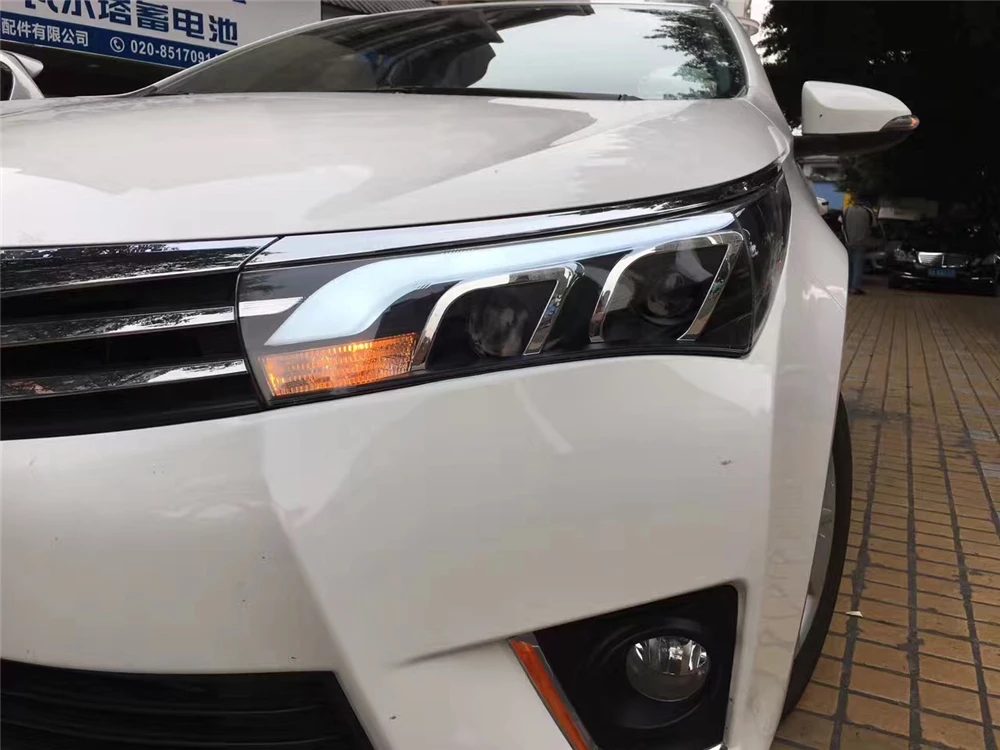 Автомобильный Стайлинг для Toyota Corolla фары Altis светодиодный фары DRL Биксеноновые линзы дальнего ближнего света парковочные противотуманные фары