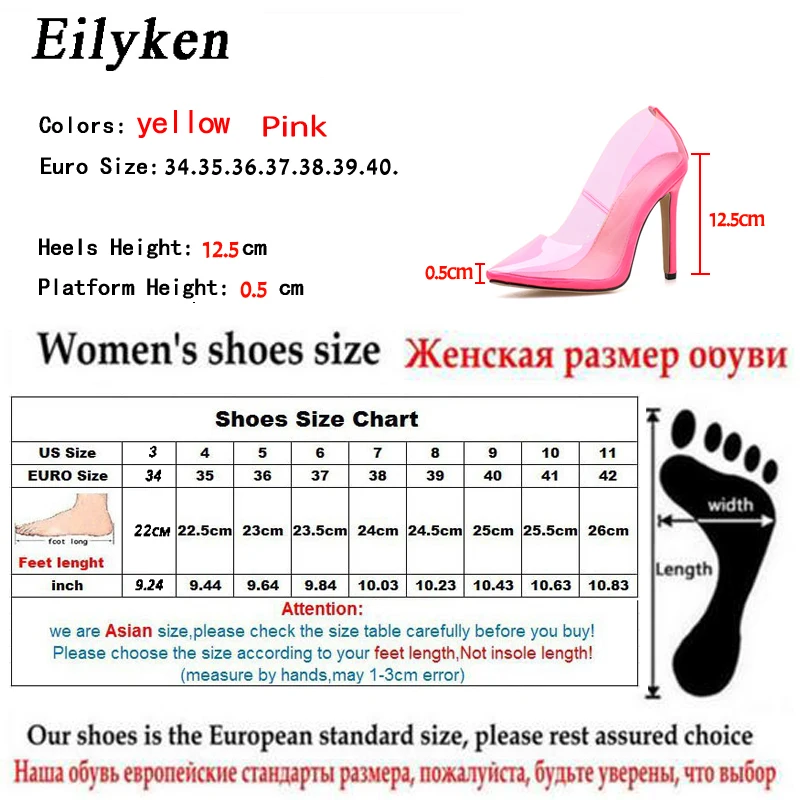Eilyken 2019 Summer Sexy PVC Transparent Women Pointed Pumps Ultray High Heel Stilettos Wedding Dress Party Shoes Size 35-40