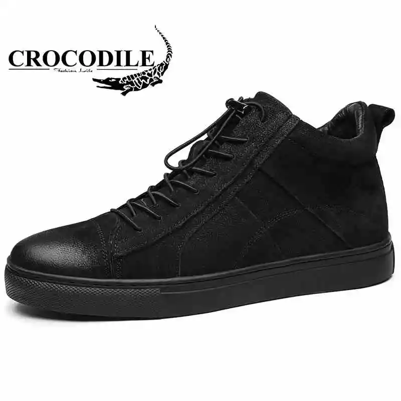 تمساح الشتاء الرجال التزلج حذاء رياضة الرجال المخملية حقيقية أحذية جلدية رياضية الرياضة أحذية تزلج للرجال offBlack