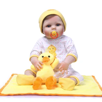 

Nicery 22inch 55cm Bebe Reborn Doll Hard Silicone Boy Girl Toy Reborn Baby Doll Gift for Children Yellow Hat Yellow Duck Doll