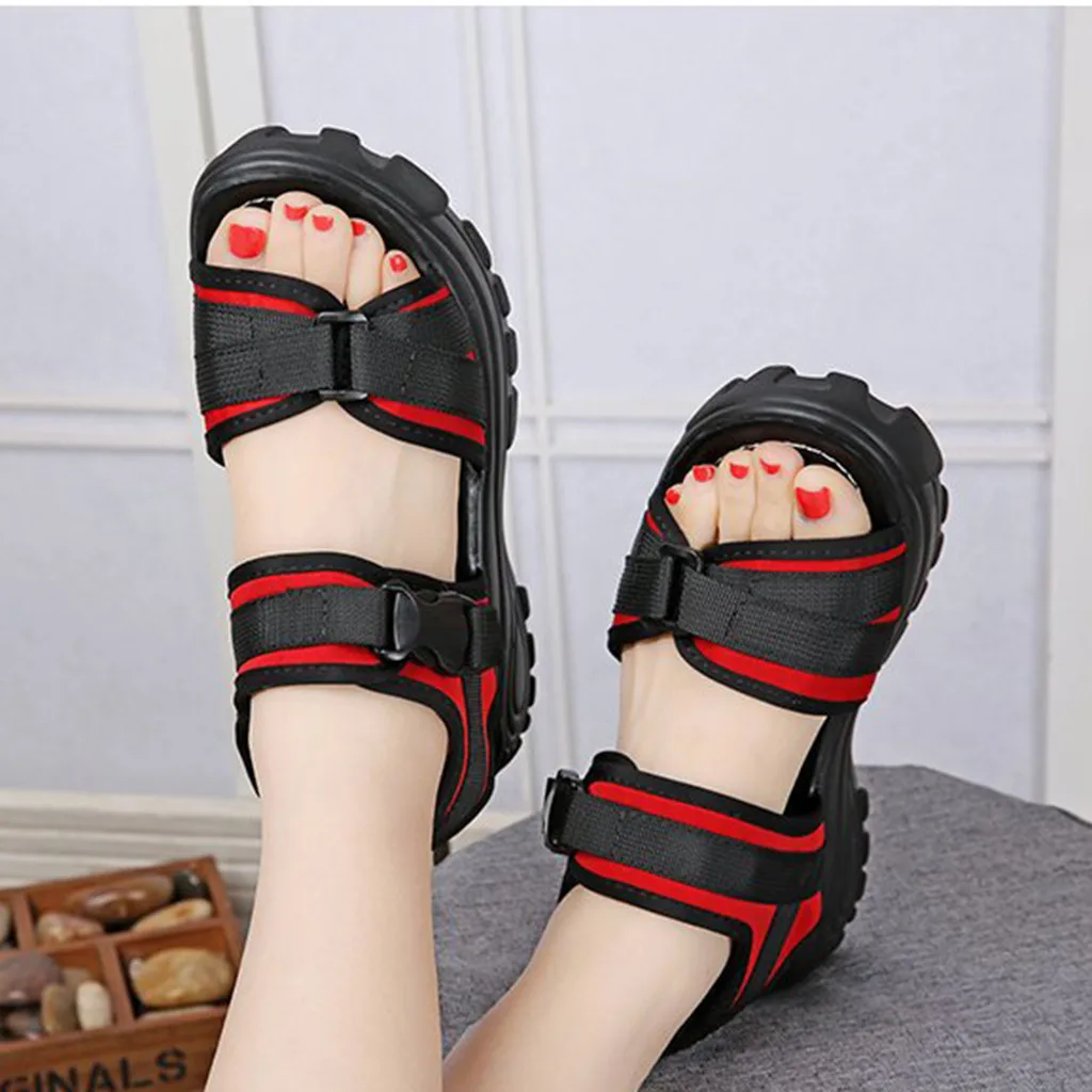 Women Sandals New Summer Thick-Soled Slopes Magic Paste Muffins Casual Roman Sports Sandals Female Soft Beach Shoes M40