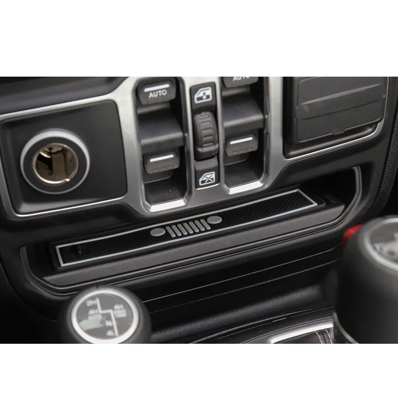 Set Rubber Red  White Car Interior Gate Slot Pad Mat Cup Mat Pad Decoration for Jeep Wrangler JL 2018+ Car Styling Accessories (16)