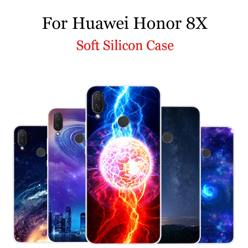 Силиконовая Мягкая задняя крышка для huawei Honor 8X Звездные узорчатые телефонные чехлы для huawei Honor 8 X 8x Оболочка Чехол Honor8X