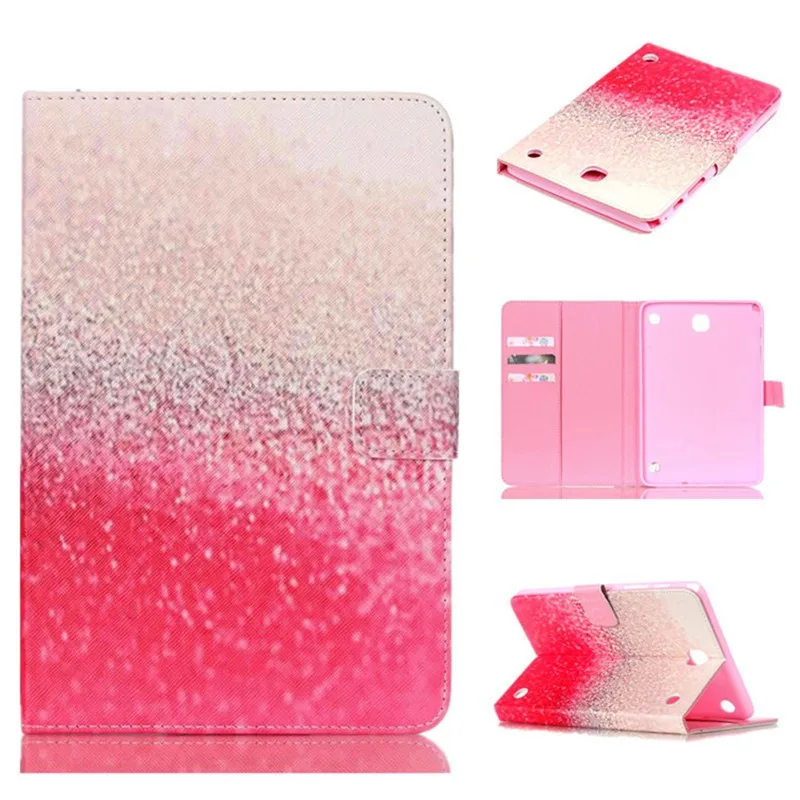 For Samsung Galaxy Tab A 8.0 T350 T355 Case PU Leather Cat Shining Rose Tree Pink Magnetic Smart Tablet Wallet Slots Covesr new  (18)