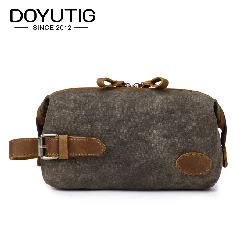 

New Design Men's Canvas Clutch Bags With Crazy Horse Leather Fashion Casual Messenger Bags For Male & Female Bags G082