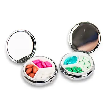 

Portable Pocket Pill Case 3 Compartments Medicine Box Round Pill Organizer Home Health Care Gift